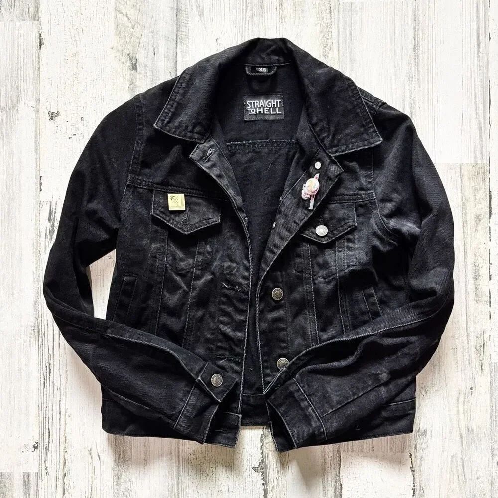 Straight to Hell Black Denim Jacket Size XS